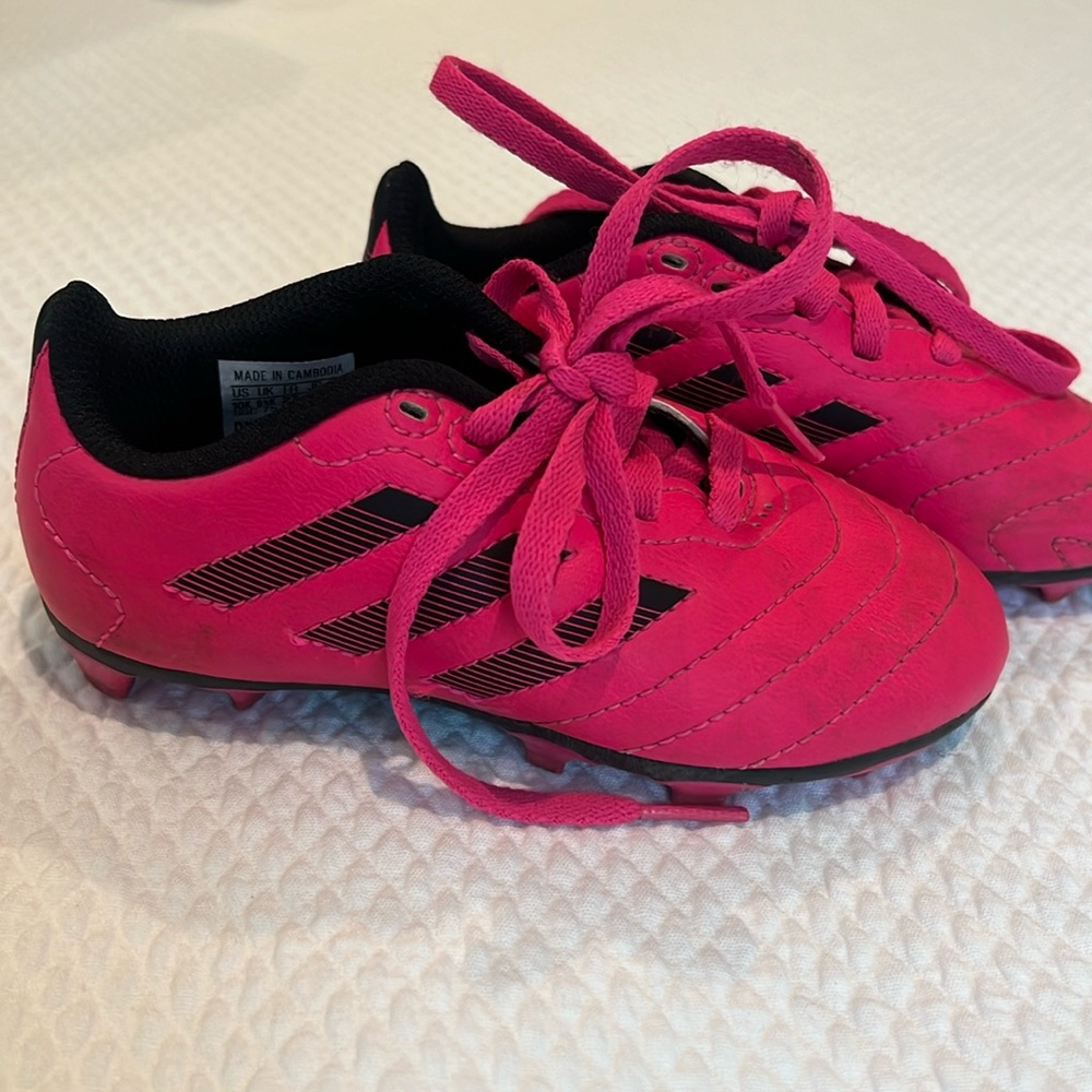 Girls Adidas soccer cleats - size 10 toddler.  In great shape.